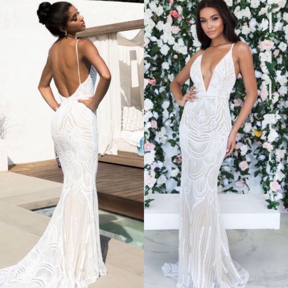 Abyss by Abby embellished white gown